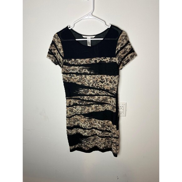 Diane von Furstenberg Dresses & Skirts - Diane von Furstenberg Dress Womens Medium Black Striped Bodycon Short Sleeve